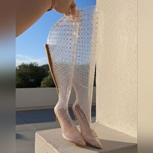 ✨️Steve Madden Clear Studded Knee-High Heels – Size 8